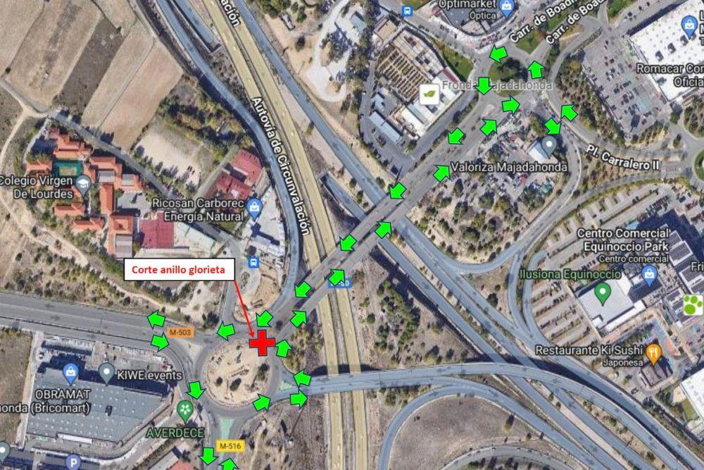 Imagen La obra de la pasarela de Roza Martín modifica la circulación de las rotondas del puente sobre la M50